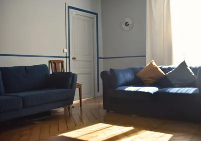 Coin salon dans l'établissement Lovely flat in Latin quarter