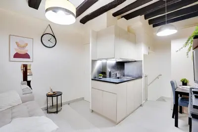 Cuisine ou kitchenette dans l'établissement Le Marais charmant