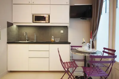 Cuisine ou kitchenette dans l'établissement Palais royal apartment