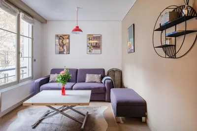 Coin salon dans l'établissement Paris Marais Bouquet Residence
