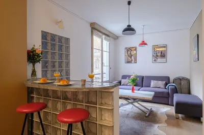 Coin salon dans l'établissement Paris Marais Bouquet Residence