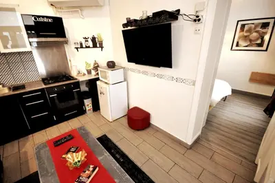 Cuisine ou kitchenette dans l'établissement Warm and comfortable studio in Montmartre