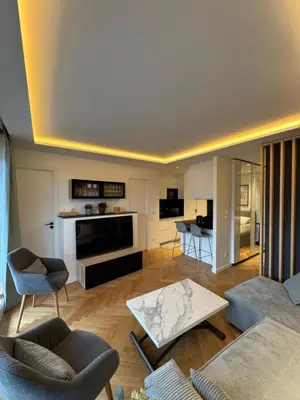 Coin salon dans l'établissement 2 bedroom apartment renovated in the heart of Paris