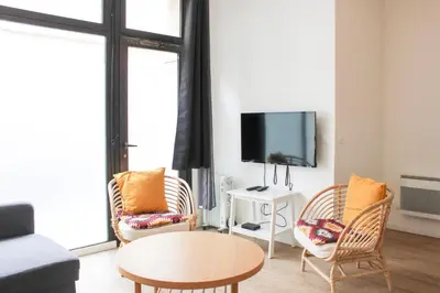 Télévision ou salle de divertissement dans l'établissement T3 confortable Quartier Jardin des Plantes