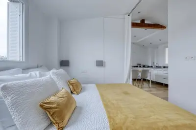 Un ou plusieurs lits dans un hébergement de l'établissement Classy, New & Large Designed Studio - Paris 16