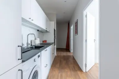 Cuisine ou kitchenette dans l'établissement Lounge in a cosy apartment on Canal Saint-Martin