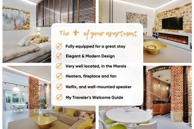 Télévision ou salle de divertissement dans l'établissement Le Marais Luxury & Trendy Apartment