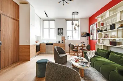 Coin salon dans l'établissement Luxury Paris, paisible, 2 chambres, toute commodités