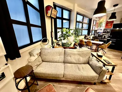 Coin salon dans l'établissement Perfect Home to discover Paris in Peace with Love
