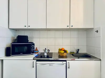 Cuisine ou kitchenette dans l'établissement Petit Paris