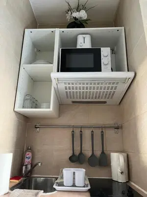 Cuisine ou kitchenette dans l'établissement Studio proche Tour Eiffel