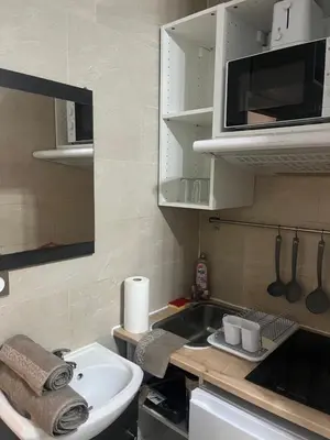 Cuisine ou kitchenette dans l'établissement Studio proche Tour Eiffel