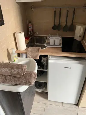 Cuisine ou kitchenette dans l'établissement Studio proche Tour Eiffel