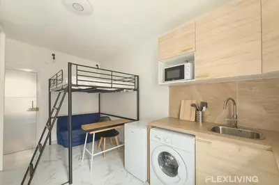 Cuisine ou kitchenette dans l'établissement Flexliving - studio - Faubourg Saint-Antoine