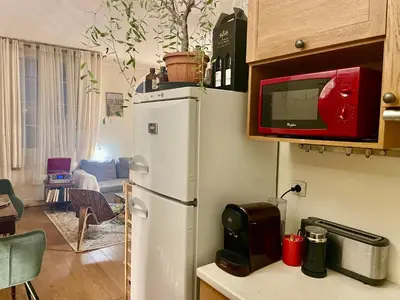 Cuisine ou kitchenette dans l'établissement Duplex Tour Eiffel
