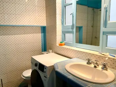 Salle de bains dans l'établissement Bel appartement ancien sur cour verdoyante