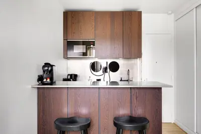 Cuisine ou kitchenette dans l'établissement La vie du marais