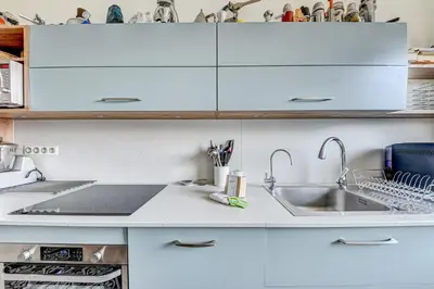 Cuisine ou kitchenette dans l'établissement Comfort, bright and view Eiffel Tower - Levallois