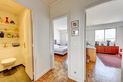 Un ou plusieurs lits dans un hébergement de l'établissement Comfort, bright and view Eiffel Tower - Levallois