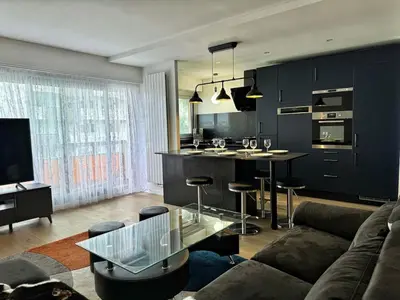 Cuisine ou kitchenette dans l'établissement appartement spacieux