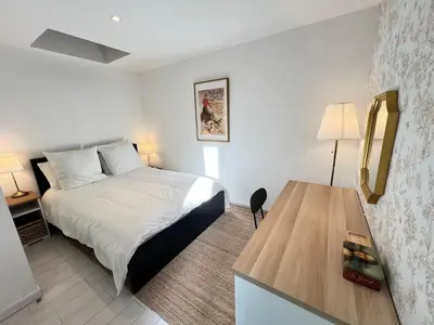 Un ou plusieurs lits dans un hébergement de l'établissement Maison duplex, 2 chambres, terrasse en rooftop