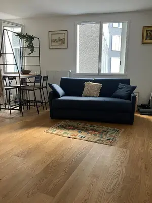 Coin salon dans l'établissement New cozy studio near Roland Garros and Parc des Princes