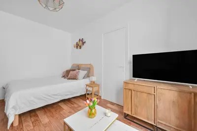 Télévision ou salle de divertissement dans l'établissement Charming appartment marais