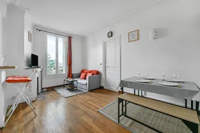 Coin salon dans l'établissement Veridian Apartment Métro Le Kremelin-Bicètre