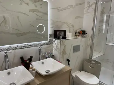 Salle de bains dans l'établissement Cosy, chic, touristique