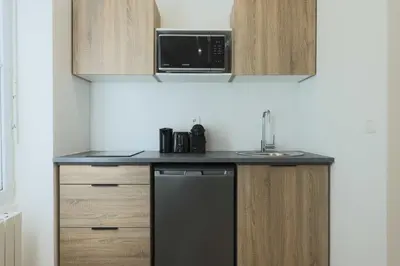 Cuisine ou kitchenette dans l'établissement Flat 1BDR 2P Roland Garros Parc des