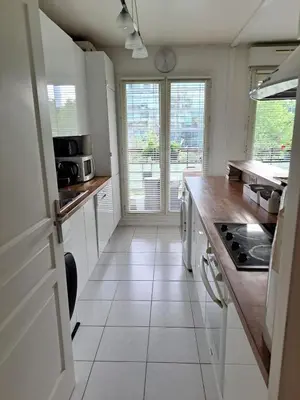 Cuisine ou kitchenette dans l'établissement Apt terrace Paris Sud 300m des transport