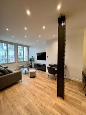 Télévision ou salle de divertissement dans l'établissement Spacious newly renovated loft with AC