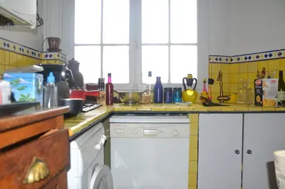 Cuisine ou kitchenette dans l'établissement Appartement village Jourdain