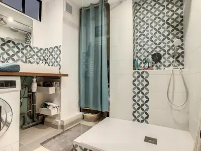 Cuisine ou kitchenette dans l'établissement Cosy apartment with a magnificent view 10 min from Paris Exhibition Centre
