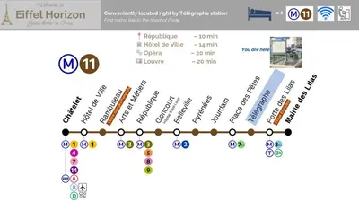 Plan de l'établissement Paris 20 - T4 78m2 familial au pied du métro