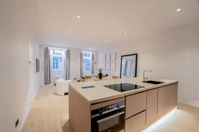 Cuisine ou kitchenette dans l'établissement Large and Calm 2BR Apt with AC & Patio
