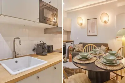 Cuisine ou kitchenette dans l'établissement Superb apartment 1 bedroom Center of Paris by Studio Prestige