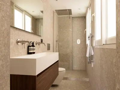 Salle de bains dans l'établissement Elegant appt- AC-2BR-6P- Musée du Louvre