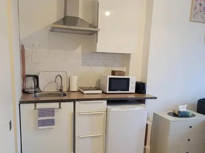 Cuisine ou kitchenette dans l'établissement Appartement avec vue sur la tour eiffel