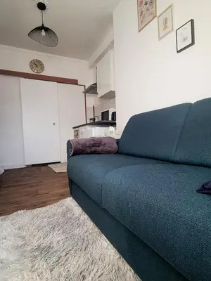 Coin salon dans l'établissement Appartement avec vue sur la tour eiffel