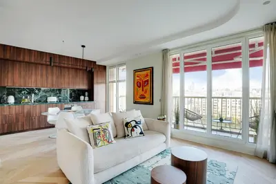 Coin salon dans l'établissement Riverside Chic Loft