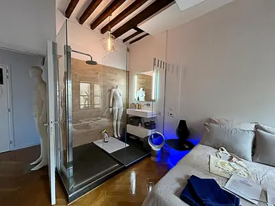 Un ou plusieurs lits dans un hébergement de l'établissement Superbe et inoubliable Appart Le Marais Paris