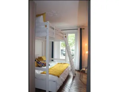 Un ou plusieurs lits dans un hébergement de l'établissement Elegant apartement - AC 2BR-6P- Palais des Congrès