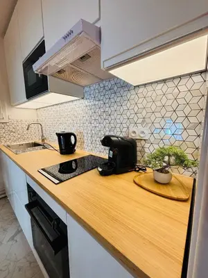 Cuisine ou kitchenette dans l'établissement Appartement Convention Maridor 3