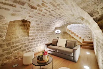 Coin salon dans l'établissement Chic apartment - 2BR 6P - Saint-Ambroise