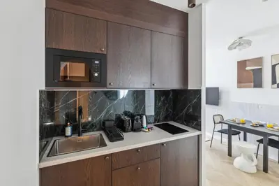 Cuisine ou kitchenette dans l'établissement Appartement Guersant Pereire