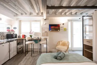 Cuisine ou kitchenette dans l'établissement Studio Cosy Paris Centre République Marais