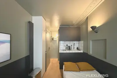 Cuisine ou kitchenette dans l'établissement Flexliving - Studio - Manuel