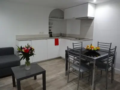 Cuisine ou kitchenette dans l'établissement Practical Lodging near Le Louvre
