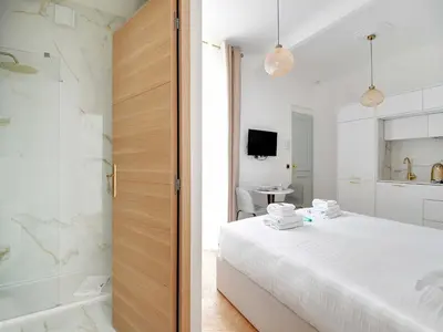 Un ou plusieurs lits dans un hébergement de l'établissement Modern studio 2P - MONTEVIDEO DAUPHINE